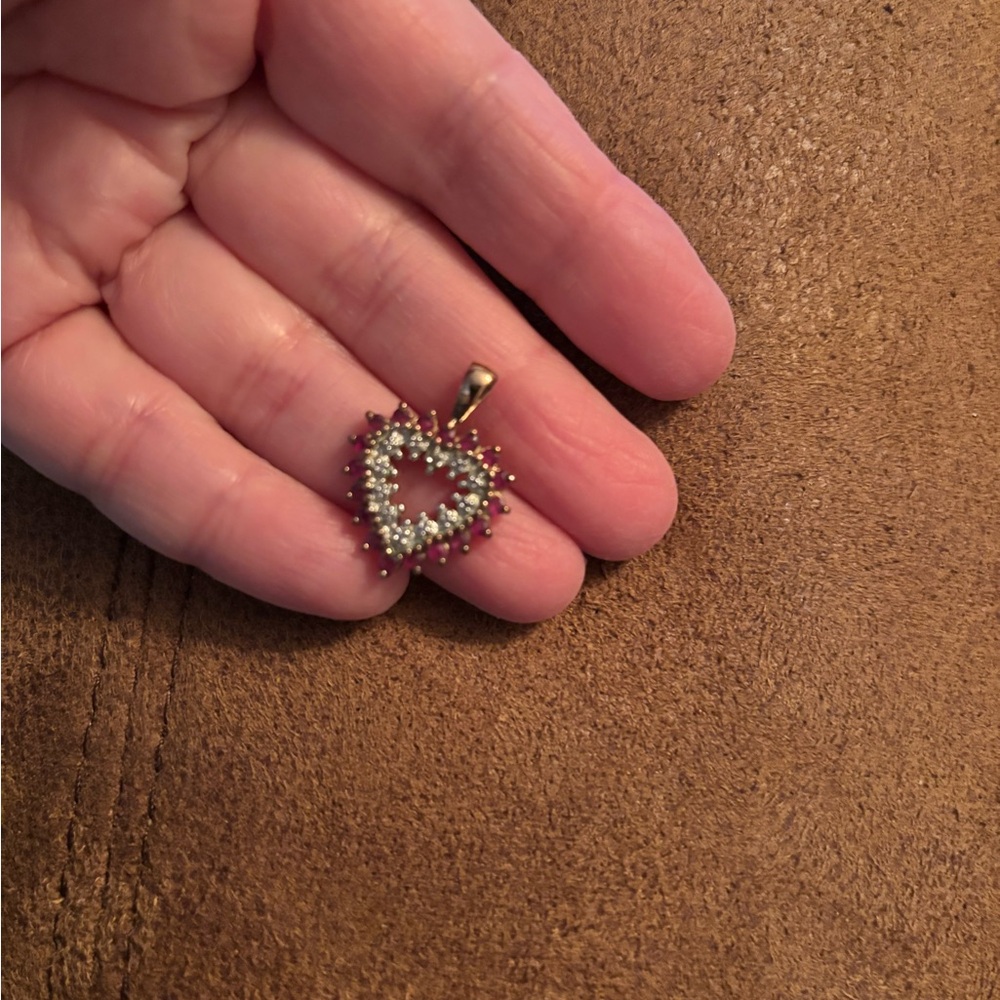 Ruby Pendant with diamond accents with Intricate Design